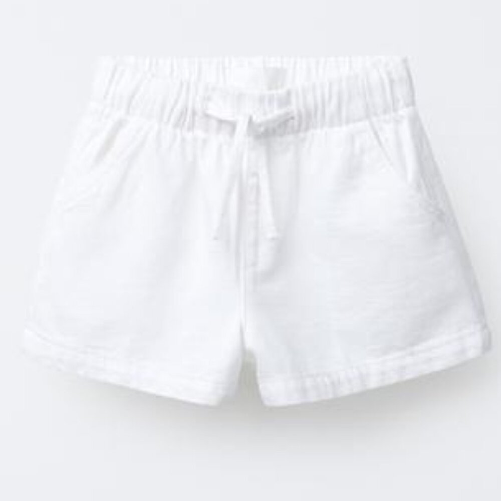 New Zara Girl Elastic Denim White Cotton Fluid Shorts Size 12-13